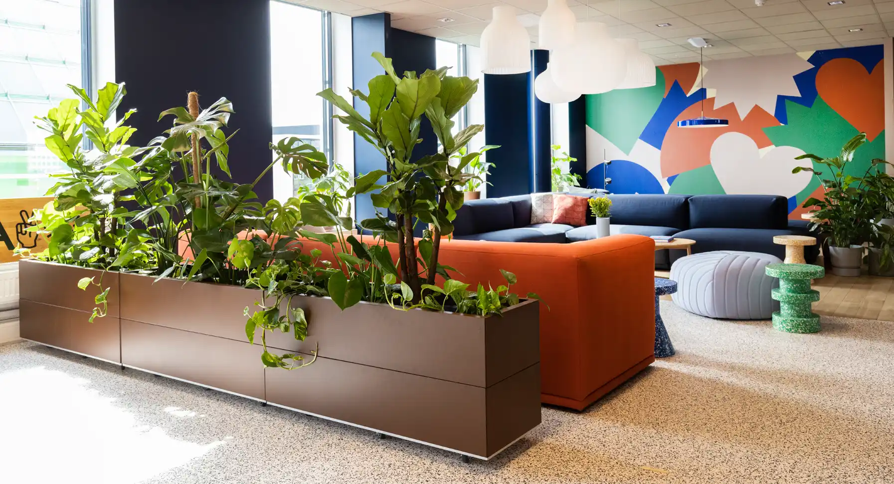 Innendørsbeplantning i kontorlandskap